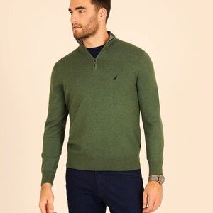 Nautica Green half Zip Up Sweater in forest heather green. 2XLT